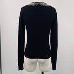 Vintage Y2k Beaded Cashmere Cardigan Button Front Black Gold Womens Small Photo 5