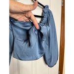 Hello Molly  Azure Skies Crop Blue Satin Shirt On or Off‎ the Shoulder Size 2 Photo 3