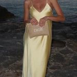 ZARA  maxi dress flowy butter yellow satin effect wedding evening party  Photo 6