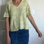 Laura Scott Vintage  Yellow Crochet Knit Top Photo 0