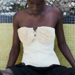 ZARA Elegant Cream Floral Bustier Top Photo 2