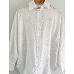 Madewell | NWT Embroidered Oversized Button-Up Shirt in White | Sz S Photo 4