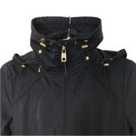 Cole Haan Packable Raincoat Women XS Black Hooded Drawstring Feminine Whimsygoth Photo 7