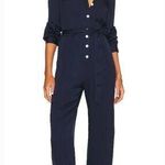 Bella Dahl  Gathered Button Front Jumpsuit in Blue Lake Small Photo 0