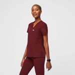 FIGS Women's Catarina One Pocket Scrub Top in Burgundy, Size Large Photo 1