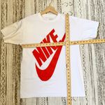 Nike White Red Logo Crew neck Short Sleeves Tee Shirt Men Medium Photo 3