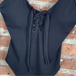 Aerie NWT  Lace-Up Ribbed Black Swimsuit S Photo 3