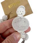 NWT Kitsch White Mesh & Crochet Tiered Round Ball Dangle Earrings Photo 3