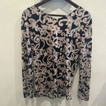 INC Long‎ Sleeve Shirt Floral Black and Pink Size M Size M Photo 3