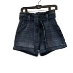 EXPRESS Super High Rise Paper Waist Bag Shortie, Dark Wash, Sz 4 Photo 3