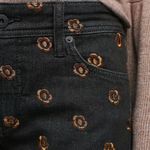 Anthropologie Straight Leg Crop Jean Black Bronze Floral Embroidered Sz 27 NWT Photo 5