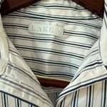 LAKE Pajama Top Striped Cotton Button Front Long Sleeve Sleep Shirt Sz S White Photo 5