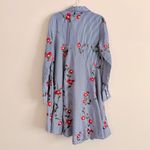 Vasna Blue Striped Embroidered Floral Shirt Dress Size Medium Photo 4