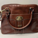 Giani Bernini  Turn-Lock Glazed Dome Satchel Saffiano Brown Photo 0