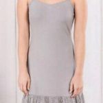 Oddi Anthropologie By  Mini Dress Rayon Stretch Knit Gray Lace Ruffle Hem S NWT Photo 0