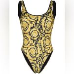 Versace Baroque Yellow Logo Printed Swimsuit One-piece Bathing Suit Medium Photo 2
