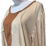 POL women's oversized small blouse, cream and brown Photo 3