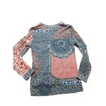 Sanctuary Women's Patchwork Print Long Sleeve V Neck Shift Dress Red Blue Casual Photo 1