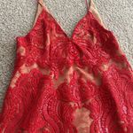 Free People Red and Cream Sequin/Lace Dress Photo 1