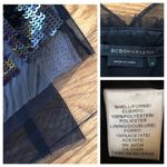 BCBGMAXAZRIA Black Stripe Sequin & Tulle Mini Dress Sz 4 Little Black Dress Photo 6