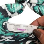 ZARA  Collection‎ Size S Cutout Halter Strappy Mini Dress Green Black Tropical Photo 2