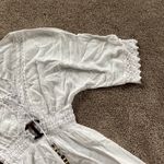 White Cotton Beach Lace Trim Belted Beach Cover Up Dress SIZE XL Photo 3