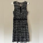 Anthropologie Postage Stamp Ruffle Dress Black Floral Ruched Ribbon Waist Size S Photo 5