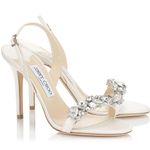 Jimmy Choo ivory satin rhinestone sling back heels 36 Photo 0