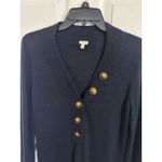Y2K J Crew Wool Cashmere Blend Navy Button Sweater Size Small Preppy Classic Blue Photo 2