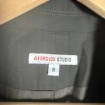 Georgiou Studio Olive Green Tonal Striped Peak Lapel Long Blazer Jacket Size 8 Photo 10