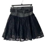 Chia Vintage Lace and Distressed Black Leather High waisted skirt size 6 Photo 0