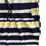 Beach By Exist  Womens Medium Nautical Striped Navy White Yellow Drawstring Dress Photo 2