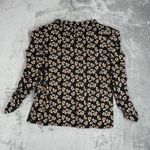 Max Studio  Shirt Womens‎ XS Black Cream Floral Flower Blouse Bohemian Peasant Photo 2