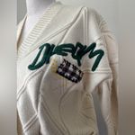 Retro Multicolored Chunky Cable Knit Button Front Cardigan Sweater Yellow Photo 7