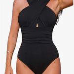 Hilinker Sexy One Piece Bathing Suit for Women Tummy Control Front Crossover Swimsuit Photo 1