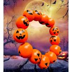 Jack O Lantern Halloween Stretch Bracelet New Wooden Beads Orange Festiv… Photo 1