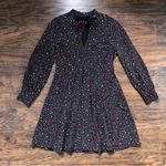 Madewell  • Balsam Tie-Neck Dress in Starry Night black silk bow mini pleated Photo 2