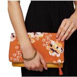 Rachel Pally NEW  Orange Reversible Floral Clutch Photo 1