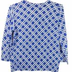 L.L.Bean Womens Small Nautical Blue White Basket Weave Print Cardigan 3/4 Sleeve Photo 3