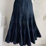 Oscar de la Renta Dark Blue Pleated silk Skirt Photo 0
