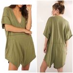 Free People Intimately FP Olive Green Deep V Slouchy Romper S Short Pockets Photo 1
