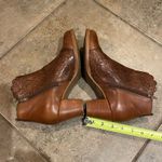 Brighton Glory Brown Leather Ankle Boots Womens Size 8M Boho Laser Cut Floral Photo 5