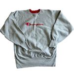 Champion Vintage Crewneck Gray Red Sweatshirt Sz XL Photo 0