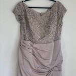 La Femme 26806 Short Sleeve Embroidered Bodice Ruched Mermaid Gown in Champagne Photo 3