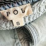 POL Denim Smocked Halter Crop Top Light Blue Wash Tie Neck Size S Photo 3