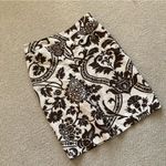 Loft Linen Cotton Pencil Skirt Patterned Mini Cream Black Size 10 Like New Photo 1