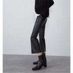 ZARA  Black Faux Leather High-Waisted Flare Pants Size Medium Bloggers Favorite Photo 2
