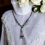 1pc‎ Vintage Ethnic Style Boho Handwoven Ceramic Beaded Adjustable Necklace Brown Photo 1