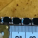 Natural Black Jade Sterling Silver Tennis Bracelet Photo 5