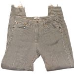Pull & Bear  Striped Skinny Crop Jeans Sz 28 Gray White Raw Hem Stretch Cotton Photo 1